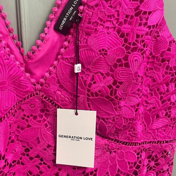 Generation Love Pink Lace Cropped Top Tank Style Blouse V-Neck Sz XL NEW - Picture 4 of 5